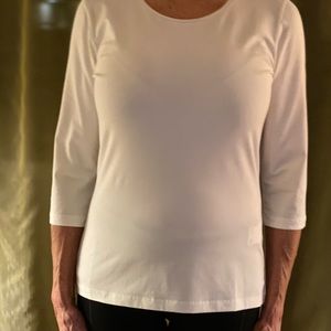 Hugo Boss White Fitted 3/4 Sleeve Top